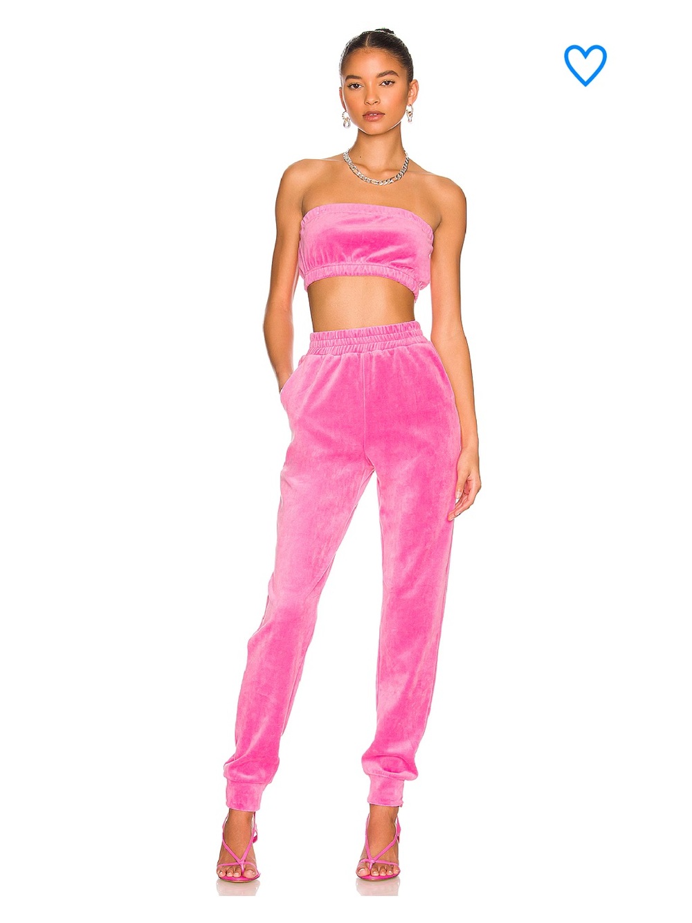 SUPERDOWN Penelope Velour Pant Set NWT Pink Strapless 2-Piece Revolve Lounge Set - Picture 2 of 5